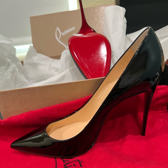 New Christian Louboutin Kate Black Patent Heels 100mm/3.9 inches. Size 40.5 - Picture 1 of 3